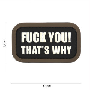 Embleem 3D PVC Fuck you that's why zwart #11145