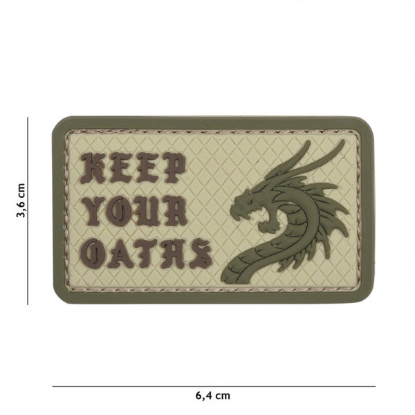 444130 5448 99 01 <p>Het Embleem 3D PVC 'Keep Your Oaths' in coyote kleur is een uniek accessoire voor elke militaire of outdoor uitrusting. Dit duurzame embleem is vervaardigd van hoogwaardig PVC en voorzien van een klittenband aan de achterzijde, waardoor het eenvoudig te bevestigen is op kleding, rugzakken of andere uitrusting. Met zijn opvallende ontwerp en krachtige boodschap is dit embleem niet alleen functioneel, maar ook een statement voor diegenen die trouw blijven aan hun beloften.</p>