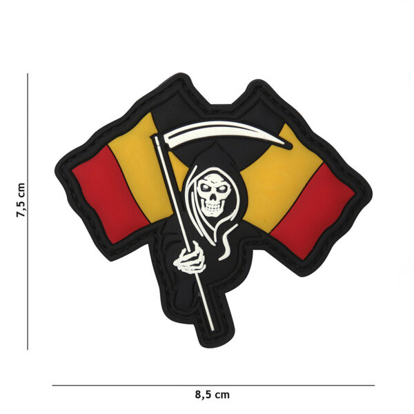 444130 5516 99 01 <p>Ontdek het unieke 3D PVC embleem 'Belgium Reaper' (SKU: 444130-5516), perfect voor jouw militaire of outdoor uitrusting. Dit hoogwaardige embleem is uitgerust met een sterke klittenband aan de achterzijde, waardoor het eenvoudig te bevestigen is op kleding, tassen of andere accessoires. Voeg een stoere touch toe aan je outfit of gear met dit opvallende en duurzame embleem. Ideaal voor liefhebbers van tactische uitrusting en collectors.</p>