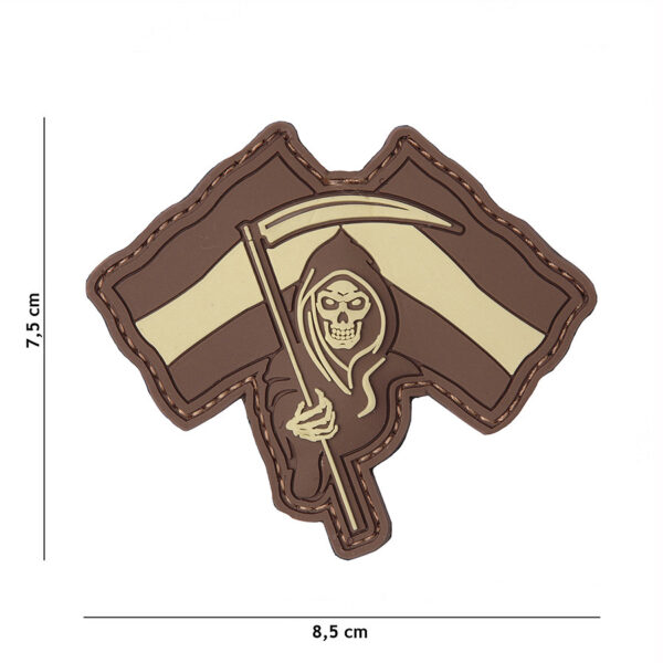 444130 5543 99 01 <p>Voeg een unieke uitstraling toe aan je uitrusting met het Embleem 3D PVC Spanish Reaper #13119. Dit hoogwaardige PVC-embleem is voorzien van een stevige klittenbandsluiting aan de achterzijde, waardoor het eenvoudig op kleding of uitrusting kan worden bevestigd. Perfect voor zowel militaire als outdoor activiteiten, dit embleem combineert stijl met functionaliteit en is een must-have voor elke fan van tactische gear.</p>