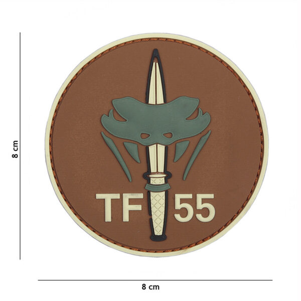 444130 7035 99 01 <p>Ontdek het Embleem 3D PVC TF-55 in bruin, een duurzaam en stijlvol accessoire voor elke outdoor- of militaire uitrusting. Dit hoogwaardige embleem is vervaardigd van PVC en voorzien van klittenband aan de achterzijde, waardoor het eenvoudig te bevestigen is op tassen, kleding of andere uitrusting. Perfect voor degenen die een unieke uitstraling willen combineren met functionaliteit.</p>