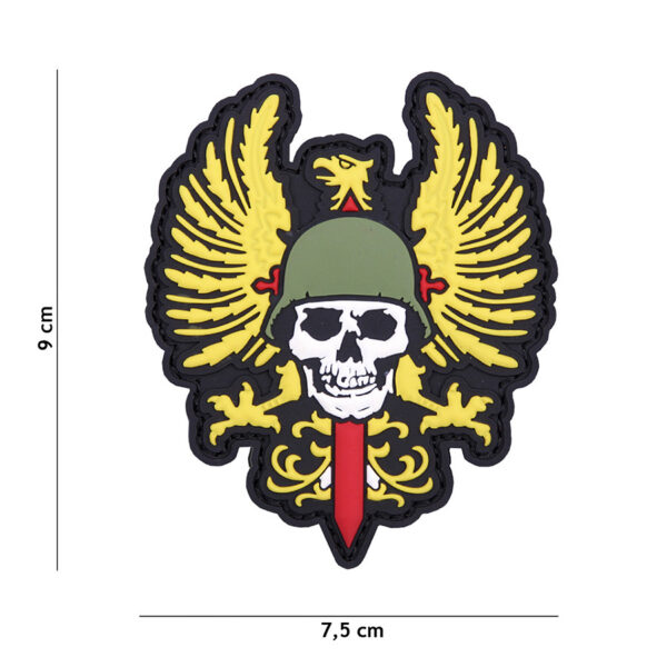 444130 7049 99 01 <p>Til je uitrusting naar een hoger niveau met het 3D PVC Embleem Spaanse skull #1102. Dit unieke embleem is vervaardigd van duurzaam PVC en beschikt over een handige klittenband aan de achterzijde voor eenvoudige bevestiging op kleding, tassen of andere uitrusting. Perfect voor militaire en outdoor enthousiaste die een persoonlijke touch willen toevoegen aan hun gear. Dit opvallende design maakt het embleem niet alleen functioneel, maar ook een echte blikvanger.</p>