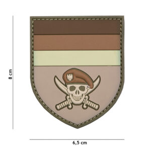 Embleem 3D PVC Duitse Commando skull bruin #2096