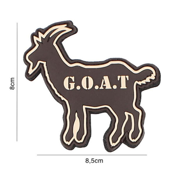 444130 7094 99 01 <p>Voeg een unieke touch toe aan je uitrusting met het 3D PVC embleem G.O.A.T. in bruine kleur. Dit embleem is voorzien van een sterke klittenband aan de achterzijde, waardoor je het eenvoudig kunt bevestigen op kleding, tassen of andere uitrusting. Ideaal voor militaire en outdoor liefhebbers die kwaliteit en stijl combineren. Met dit embleem laat je zien dat je de grootste bent in jouw avontuur!</p>