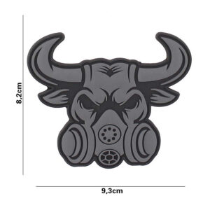 Embleem 3D PVC Gasmask bull grijs #3130