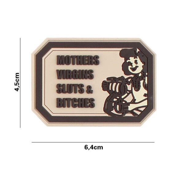 444130 7129 99 01 <p>Het Embleem 3D PVC Mothers Virgins in beige (#3141) is een stevig en stijlvol patch dat perfect is voor het personaliseren van je uitrusting. Dit embleem is gemaakt van hoogwaardig PVC en voorzien van klittenband aan de achterzijde, waardoor het eenvoudig aan te brengen is op verschillende materialen. Ideaal voor militaire en outdoor liefhebbers die hun gear een unieke uitstraling willen geven.</p>