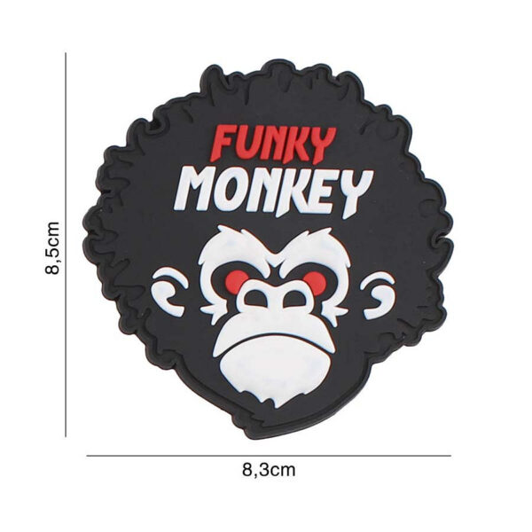 444130 7211 99 01 <p>Ontdek het unieke Embleem 3D PVC Funky Monkey #5120, perfect voor het personaliseren van je uitrusting. Dit opvallende embleem is vervaardigd uit duurzaam PVC en voorzien van een handige klittenband achterzijde, zodat je het eenvoudig kunt bevestigen op kleding of gear. Voeg een speelse touch toe aan je outdoor- of militaire outfit met dit opvallende design. Een must-have voor iedere liefhebber van unieke accessoires!</p>