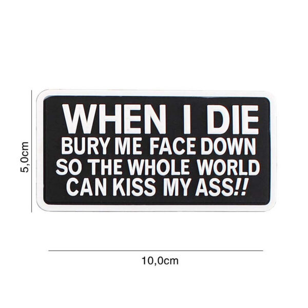 444130 7226 99 01 <p>Ontdek het unieke 3D PVC embleem 'When I Die' (#6105), perfect voor het personaliseren van uw militaire of outdoor uitrusting. Dit hoogwaardige embleem is ontworpen met een stevige klittenband aan de achterzijde, waardoor het eenvoudig te bevestigen is op kleding, rugzakken of andere accessoires. Geef uw gear een persoonlijke touch en laat een blijvende indruk achter met dit opvallende embleem.</p>