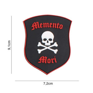 Embleem 3D PVC Memento Mori shield skull zwart/rood #6107