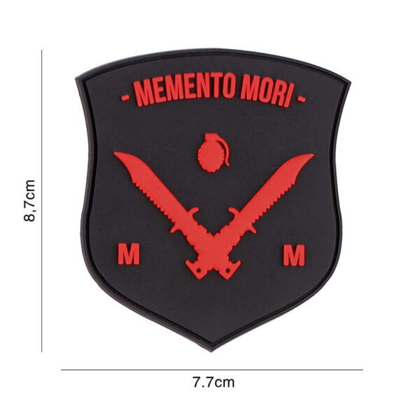 444130 7232 99 01 <p>Ontdek het Embleem 3D PVC Memento Mori shield dolk in de stijlvolle kleuren zwart en rood. Dit hoogwaardige embleem is voorzien van klittenband aan de achterzijde, waardoor het eenvoudig te bevestigen is aan kleding of uitrusting. Met zijn stoere uitstraling en gedetailleerde ontwerp is dit embleem een perfecte aanvulling voor elke militaire of outdoor enthusiast. Geef je gear een persoonlijk tintje met dit unieke embleem, SKU #6111.</p>
