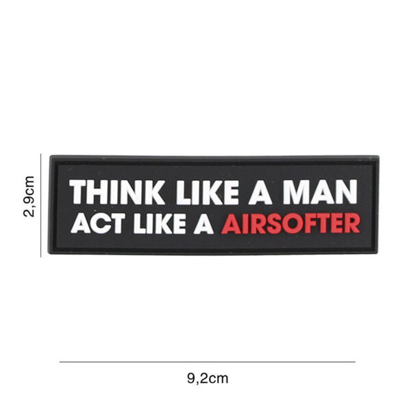 444130 7293 99 01 <p>Het 3D PVC embleem 'Think like a man' in zwart (#9096) is een opvallende toevoeging voor elke outdoor- of militaire uitrusting. Dit duurzame embleem is vervaardigd uit hoogwaardig PVC en heeft een handige klittenband aan de achterzijde voor eenvoudige bevestiging op kleding of uitrusting. Met zijn stoere uitstraling en sterke constructie is dit embleem perfect voor iedereen die zijn persoonlijkheid en stijl wil benadrukken.</p>
