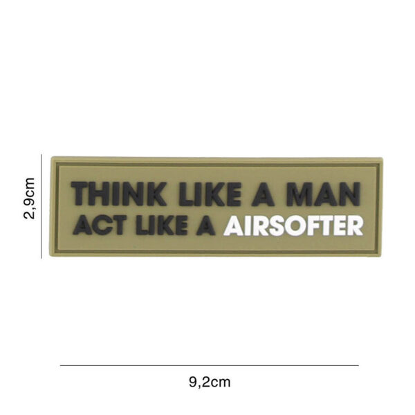 444130 7294 99 01 <p>Breng een krachtige boodschap over met het 3D PVC embleem 'Think like a man' in de kleur groen. Dit duurzame embleem is voorzien van klittenband aan de achterzijde, waardoor het eenvoudig op verschillende oppervlakken kan worden bevestigd. Perfect voor elke outdoor- of militaire uitrusting, voegt dit embleem niet alleen stijl toe, maar ook een statement aan jouw gear. Een must-have voor de avontuurlijke geest!</p>
