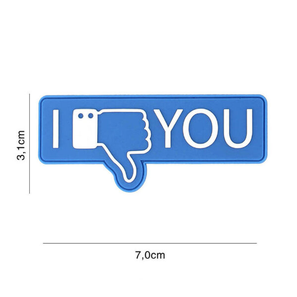 444130 7349 99 01 <p>Breng een vleugje humor en persoonlijkheid naar je uitrusting met het 3D PVC embleem 'I don't like you' in een opvallende blauwe kleur. Dit embleem is voorzien van een sterke klittenband aan de achterzijde, waardoor je het eenvoudig kunt bevestigen op jassen, rugzakken of andere uitrusting. Perfect voor de avontuurlijke buitenmens die zijn of haar unieke stijl wil uitdragen. Voeg dit unieke embleem toe aan je collectie en maak een statement!</p>