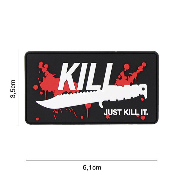 444130 7352 99 01 <p>Het 3D PVC embleem 'Just kill it' in opvallend rood (#8121) is de perfecte toevoeging voor je militaire of outdoor uitrusting. Dit hoogwaardige embleem beschikt over een sterke klittenband aan de achterzijde, waardoor het eenvoudig aan te brengen is op jassen, rugzakken of andere uitrusting. Met zijn unieke ontwerp en duurzame materialen is dit embleem niet alleen functioneel, maar ook een echte eyecatcher.</p>