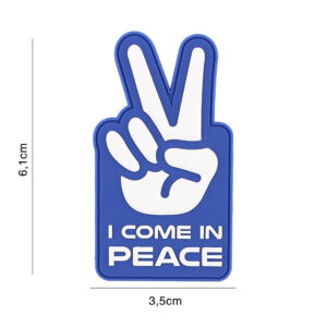 Embleem 3D PVC I come in peace blauw #8125