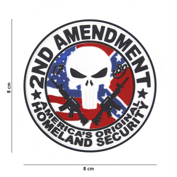 444130 7358 99 01 <p>Het 3D PVC embleem '2nd Amendment Punisher' is een opvallende toevoeging aan uw uitrusting. Dit embleem is uitgerust met een handige klittenband aan de achterzijde, waardoor het eenvoudig te bevestigen is op verschillende textielsoorten. Met zijn unieke ontwerp en duurzame materialen is dit embleem perfect voor zowel militaire als outdoor toepassingen. Laat zien waar je voor staat met dit krachtige symbool.</p>