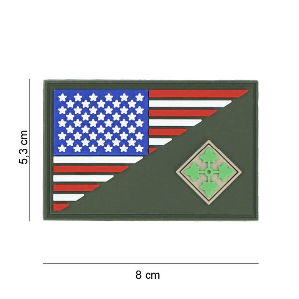 444130 7395 99 01 <p>Voeg een vleugje militaire stijl toe aan uw uitrusting met het 3D PVC embleem van de 4th Infantry, voorzien van een halve vlag. Dit hoogwaardige embleem is uitgerust met klittenband aan de achterzijde, waardoor het eenvoudig te bevestigen is op kleding, tassen of andere uitrusting. Perfect voor zowel verzamelaars als outdoor-enthousiastelingen die hun identiteit willen tonen.</p>