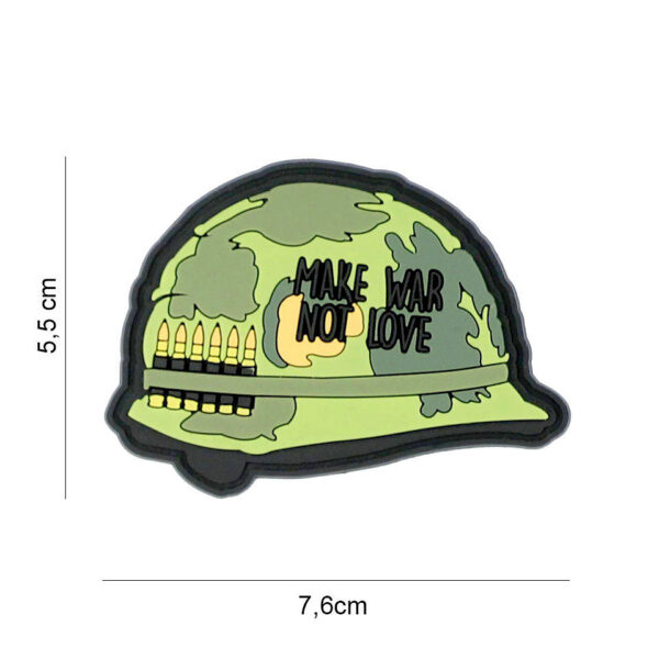 444130 7415 99 01 <p>Dit 3D PVC embleem met de krachtige tekst 'Make war not love' (#8099) is een uitstekende aanvulling voor elke militaire of outdoor uitrusting. Het embleem is voorzien van klittenband aan de achterzijde, zodat het eenvoudig op kleding of uitrusting kan worden bevestigd. Met zijn opvallende ontwerp en boodschap is dit embleem niet alleen stijlvol, maar ook een statement. Ideaal voor iedereen die zijn identiteit en overtuigingen wil uitdragen.</p>