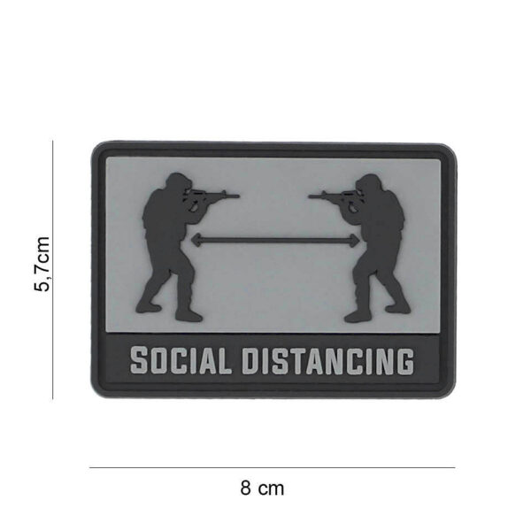 444130 7432 99 01 <p>Het Embleem 3D PVC Social Distance grijs #8098 is een praktische en opvallende toevoeging aan uw uitrusting. Dit hoogwaardige embleem is vervaardigd uit duurzaam PVC en beschikt over een klittenband aan de achterzijde, waardoor het eenvoudig te bevestigen is op verschillende oppervlakken. Ideaal voor gebruik in militaire en outdoor omgevingen, zorgt dit embleem ervoor dat sociale afstand wordt benadrukt op een duidelijke en stijlvolle manier.</p>