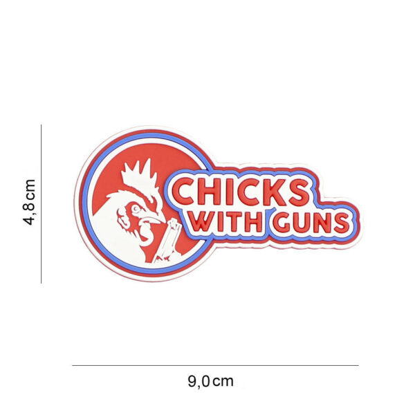 444130 7436 99 01 <p>Til je militaire of outdoor uitrusting naar een hoger niveau met het opvallende 3D PVC Embleem "Chicks with guns" in het rood (#8094). Dit unieke embleem is voorzien van klittenband aan de achterzijde, waardoor het eenvoudig te bevestigen is op verschillende stoffen. Perfect voor het personaliseren van je gear, jas of tas, en een echte blikvanger voor iedere avontuurlijke ziel. Geef je stijl een krachtige uitstraling met dit trendy embleem!</p>
