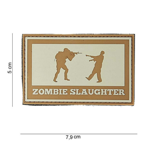 444140 3747 99 01 <p>Voeg een unieke touch toe aan je uitrusting met het 3D PVC embleem 'Zombie Slaughter' #10045. Dit opvallende embleem is voorzien van klittenband aan de achterzijde, waardoor het eenvoudig te bevestigen is op je tas, kleding of andere gear. Perfect voor liefhebbers van de zombie- en survivalcultuur, dit embleem is een must-have voor elke outdoor- of militaire fan. Maak indruk met deze opvallende toevoeging aan je collectie.</p>