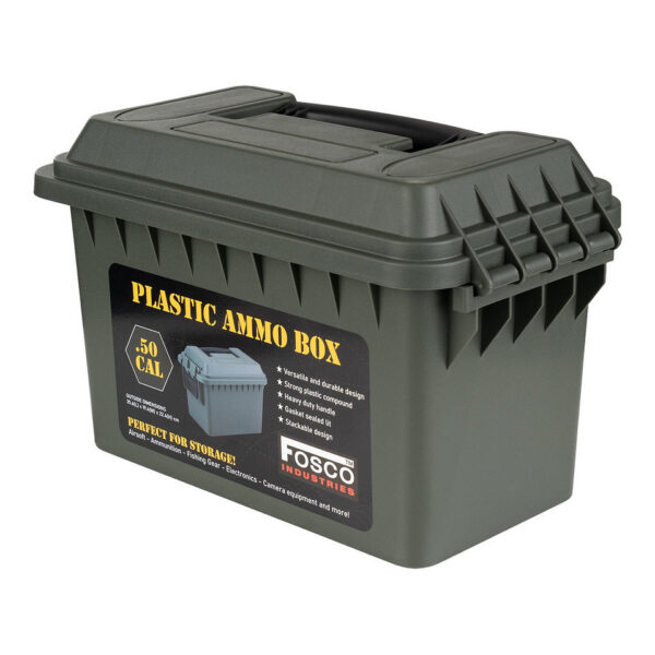 465202 11 03 1 <p>De Plastic Munitie Box .50 Cal is de ideale oplossing voor het veilig en georganiseerd opslaan van je airsoft uitrusting, munitie, visspullen, elektronica en camera accessoires. Met een veelzijdig en duurzaam ontwerp, vervaardigd uit een sterke kunststof mix, biedt deze box een stevig handvat en een deksel met afdichting voor optimale bescherming. Het stapelbare ontwerp maakt het eenvoudig om meerdere boxen te bewaren, terwijl de afmetingen van 35,6 x 19,4 x 22,4 cm perfect zijn voor elk avontuur.</p>