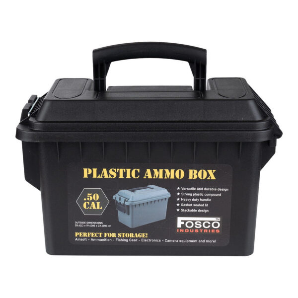 465202 13 02 1 <p>De Plastic Munitie Box .50 Cal is de ideale oplossing voor het veilig en georganiseerd opslaan van je airsoft uitrusting, munitie, visspullen, elektronica en camera accessoires. Met een veelzijdig en duurzaam ontwerp, vervaardigd uit een sterke kunststof mix, biedt deze box een stevig handvat en een deksel met afdichting voor optimale bescherming. Het stapelbare ontwerp maakt het eenvoudig om meerdere boxen te bewaren, terwijl de afmetingen van 35,6 x 19,4 x 22,4 cm perfect zijn voor elk avontuur.</p>