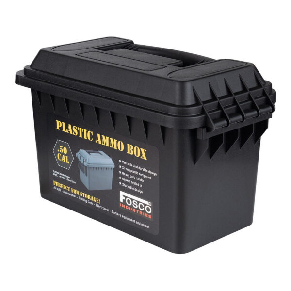 465202 13 03 1 <p>De Plastic Munitie Box .50 Cal is de ideale oplossing voor het veilig en georganiseerd opslaan van je airsoft uitrusting, munitie, visspullen, elektronica en camera accessoires. Met een veelzijdig en duurzaam ontwerp, vervaardigd uit een sterke kunststof mix, biedt deze box een stevig handvat en een deksel met afdichting voor optimale bescherming. Het stapelbare ontwerp maakt het eenvoudig om meerdere boxen te bewaren, terwijl de afmetingen van 35,6 x 19,4 x 22,4 cm perfect zijn voor elk avontuur.</p>