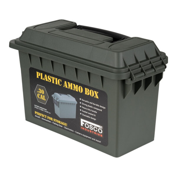 465203 11 03 1 <p>De Plastic Munitie Box .30 Cal is de ideale oplossing voor het veilig opslaan van je airsoft uitrusting, munitie, visspullen, elektronica en camera accessoires. Met een veelzijdig en duurzaam ontwerp, gemaakt van een sterke kunststof mix, biedt deze box een stevig handvat en een deksel met afdichting voor optimale bescherming. Het stapelbare ontwerp maakt het eenvoudig om je uitrusting georganiseerd en toegankelijk te houden. Met afmetingen van 29,2 cm (lengte) x 13,3 cm (breedte) x 18,4 cm (hoogte) is deze box perfect voor elke outdoor avonturier.</p>