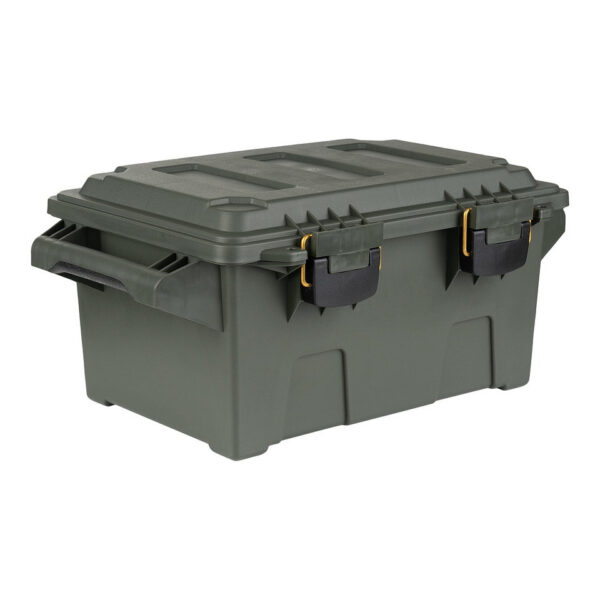 465204 11 01 1 <p>De Plastic Munitie/Utility Box Compact is de perfecte oplossing voor het veilig en georganiseerd opslaan van je airsoft uitrusting, munitie, visspullen, elektronica en camera accessoires. Met een veelzijdig en duurzaam ontwerp, gemaakt van sterke kunststof, biedt deze box een stevig handvat en een deksel met afdichting voor optimale bescherming. Dankzij het stapelbare ontwerp bespaar je ruimte en blijft alles netjes op orde. Afmetingen: 46,7 cm lang, 30,8 cm breed en 21,0 cm hoog.</p>