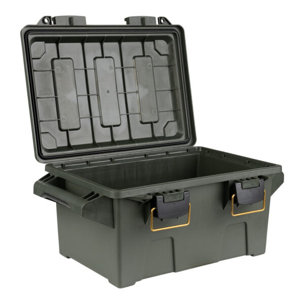 465204 11 06 1 <p>De Plastic Munitie/Utility Box Compact is de perfecte oplossing voor het veilig en georganiseerd opslaan van je airsoft uitrusting, munitie, visspullen, elektronica en camera accessoires. Met een veelzijdig en duurzaam ontwerp, gemaakt van sterke kunststof, biedt deze box een stevig handvat en een deksel met afdichting voor optimale bescherming. Dankzij het stapelbare ontwerp bespaar je ruimte en blijft alles netjes op orde. Afmetingen: 46,7 cm lang, 30,8 cm breed en 21,0 cm hoog.</p>