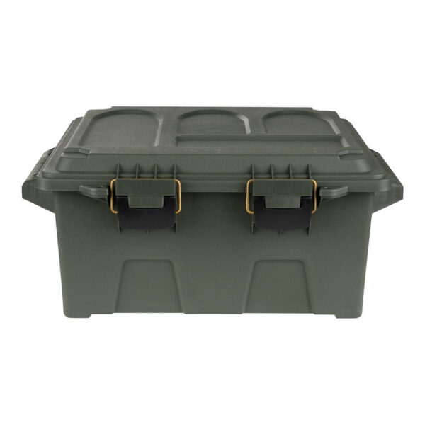 465205 11 02 <p>De plastic munitie/utility box large is de perfecte oplossing voor het veilig en georganiseerd opslaan van al je outdoor benodigdheden, zoals airsoft uitrusting, munitie, visspullen, elektronica en camera accessoires. Met een veelzijdig en duurzaam ontwerp, gemaakt van een sterke kunststof mix, is deze box voorzien van een stevig handvat en een deksel met afdichting. Bovendien is het stapelbare ontwerp ideaal voor efficiënt gebruik van ruimte. Afmetingen: 49,5 cm x 44,1 cm x 21 cm. Verkrijgbaar in groen.</p>